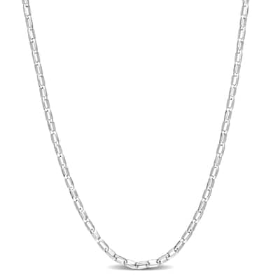 Miadora Sterling Silver Fancy Rectangular Rolo Chain Necklace