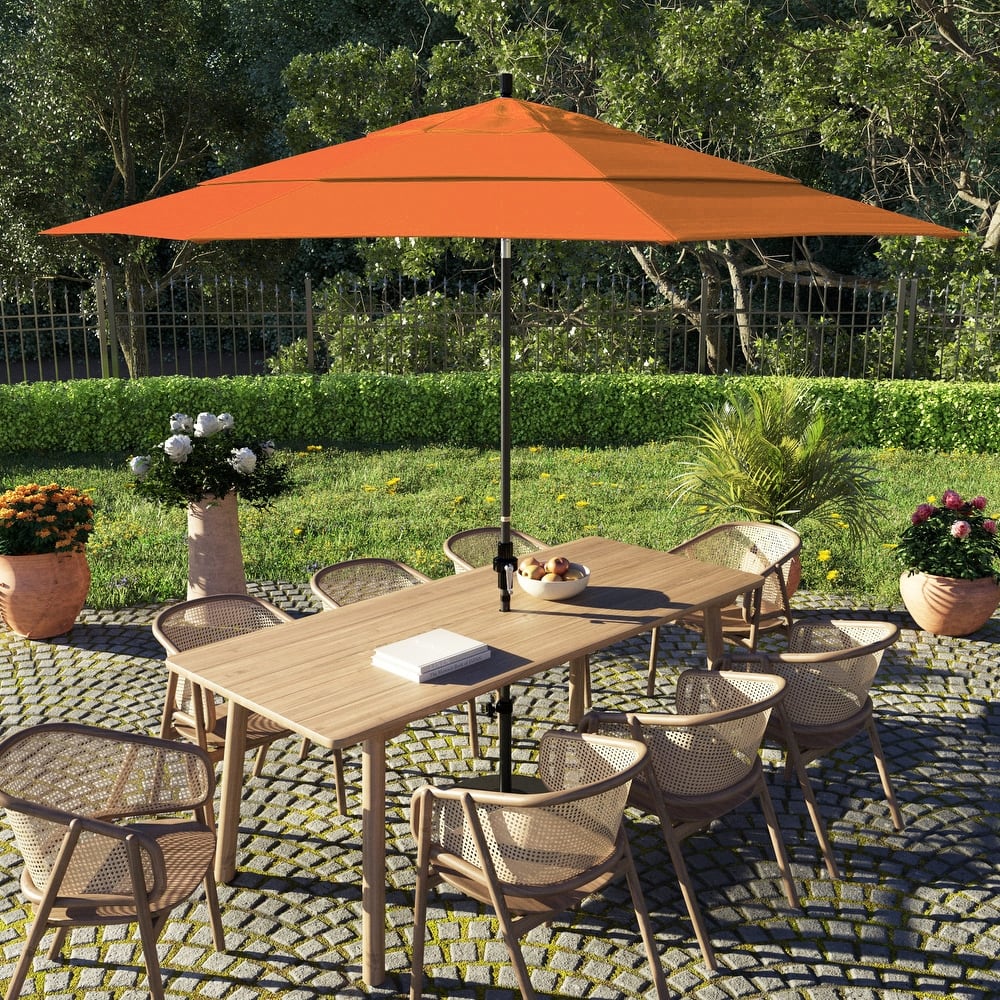 California Umbrella 11' Sun Master Patio Umbrella Black Aluminum Pole Fiberglass Ribs Crank Lift Tilt Pacifica Pacific Blue