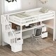 preview thumbnail 2 of 22, Twin Size Loft Kids Bed Frame with Built-in Desk, Double Storage Drawers, Sturdy Pine Wood Construction, Easy Assembly, White