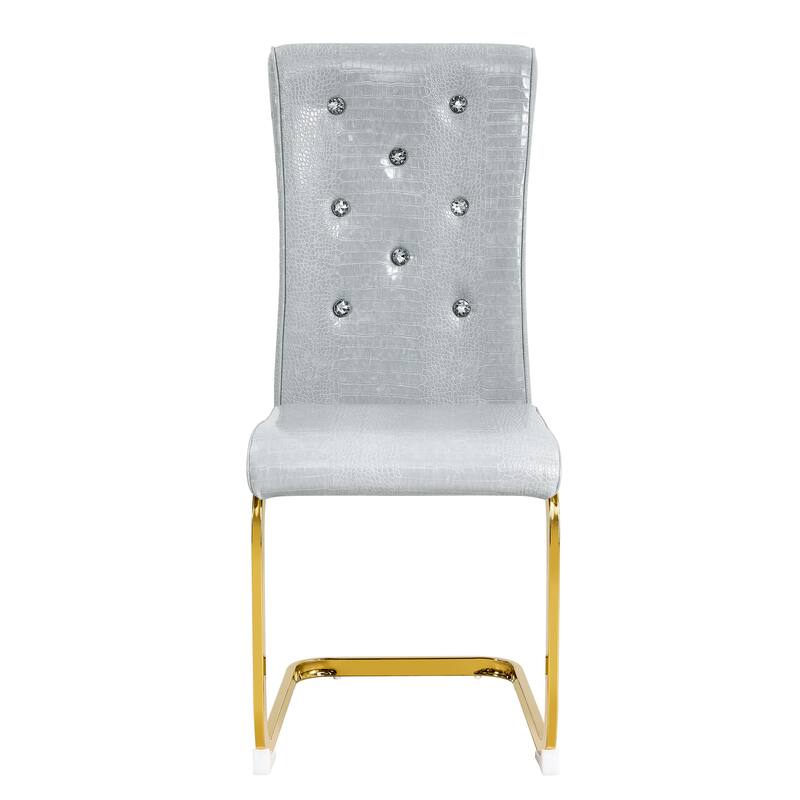 Gray Gold Dining Chair Side Chair Kitchen Chair Leisure Chair Lounge Chair Office Chair Armless Chair with Metal Legs