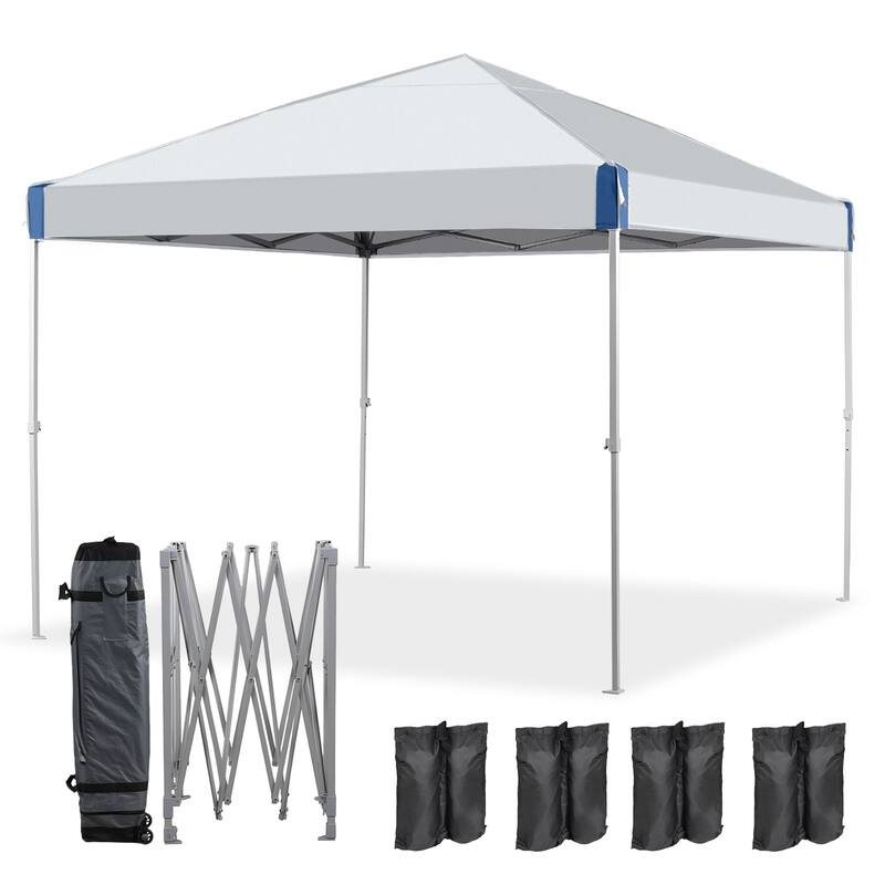 Aoodor 12'x12' Pop Up Canopy Tent with Roller Bag, Portable Instant Shade Canopy - Grey