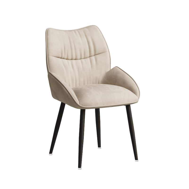 Dining Chairs Set of 2, Velvet Accent Chair Modern Kitchen Arm Chairs Upholstered Chair with Metal Legs for Kitchen
