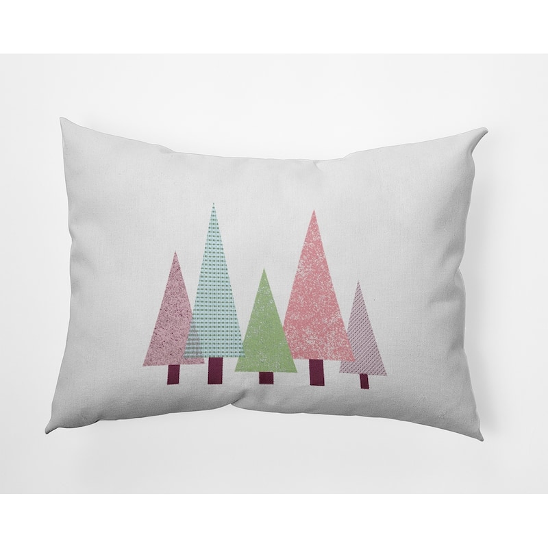Triangle Trees Christmas Accent Pillow - 14" x 20" - Light Green