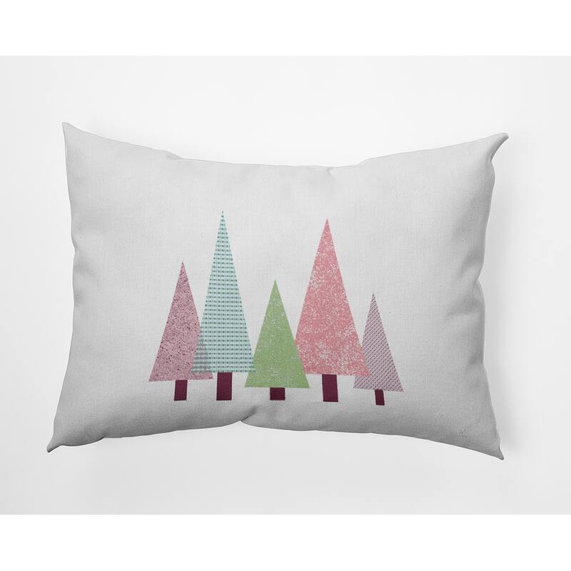 Triangle Trees Indoor/Outdoor Christmas Throw Pillow - 14" x 20" - Light Green
