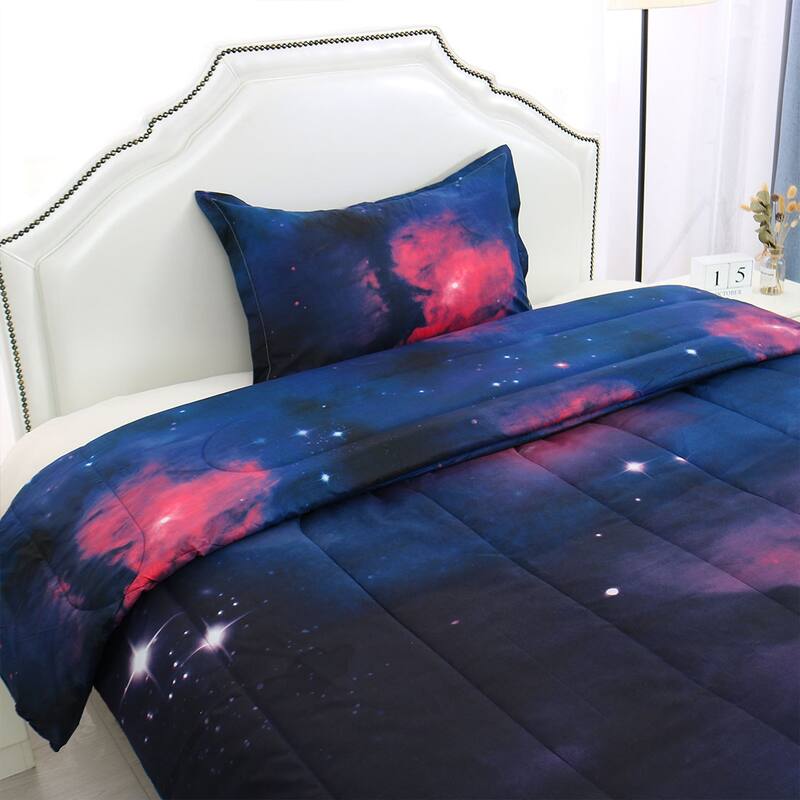 Twin Size Galaxies Space Themed Fuchsia Comforter Sets Twin