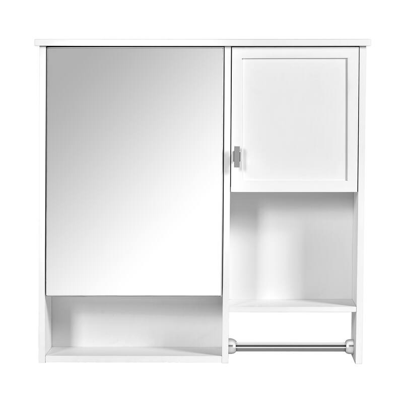 GDFStudio - Linton Modern Wall-Mounted Bathroom Medicine Cabinet with Mirror, Adjustable Shelves and Towels Bar - 29'' x 28''