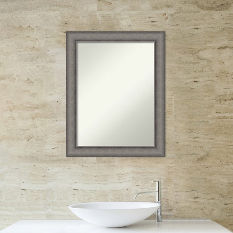 Burnished Concrete Non-Beveled Wood Framed Bathroom Vanity Wall Mirror - Burnished Concrete