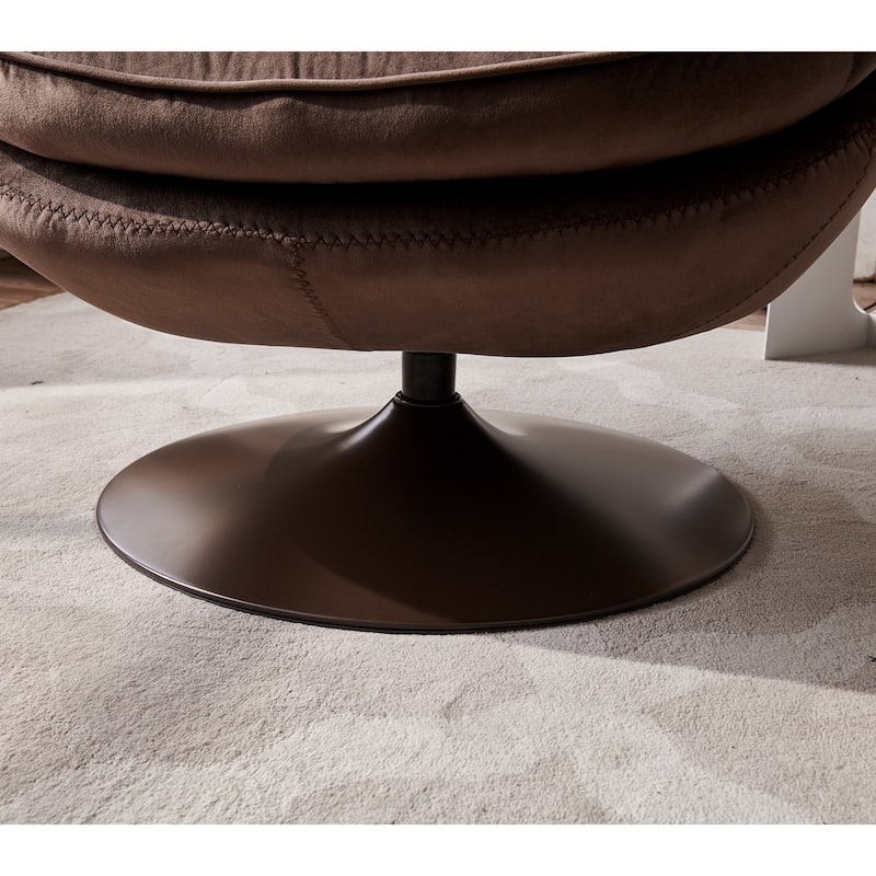 Swivel Leisure Chair Velvet Lounge Chair with Ottoman