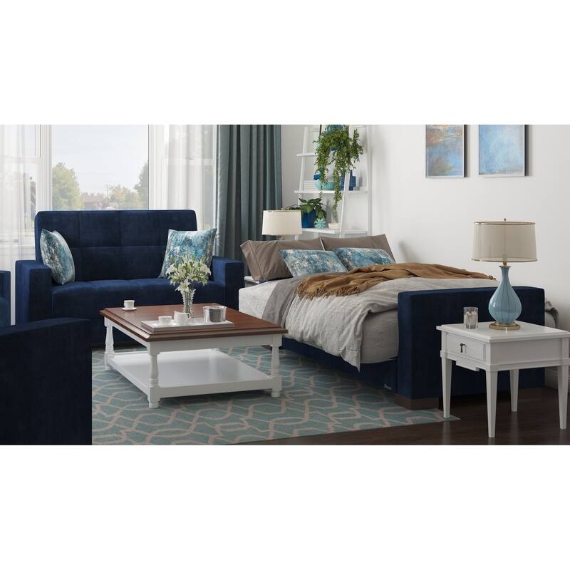Collection Upholstered Convertible Loveseat With Storage