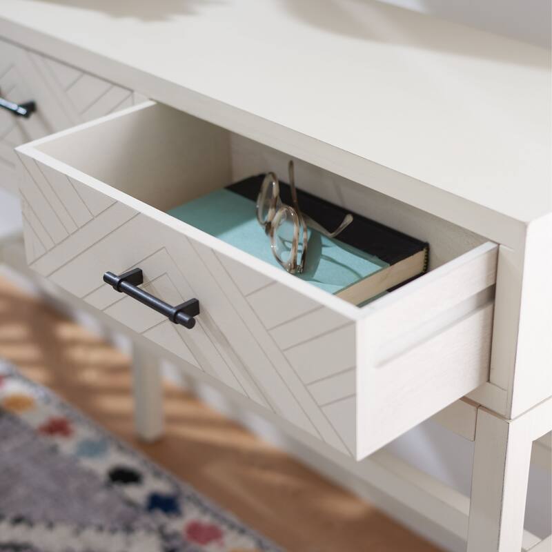 SAFAVIEH Lorraine 2-Drawer Console - 35.5" W x 13" L x 29.5" H - 36Wx13Dx30H - Distressed White W