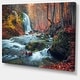 preview thumbnail 11 of 23, Autumn Mountain Waterfall Long View Landscape Photo Canvas Print - Orange