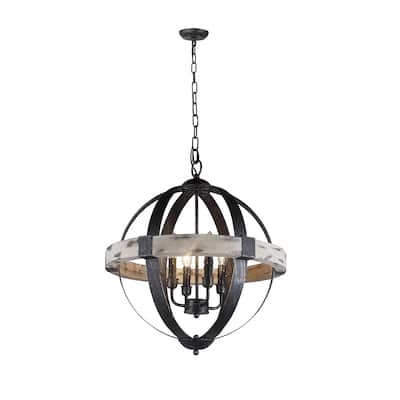 AA Warehousing 4 Light Candle Style Chandelier in Black Finish