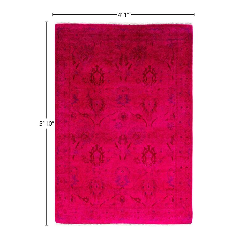 Overdyed, One-of-a-Kind Hand-Knotted Area Rug - Pink - 4' 1" x 5' 10"