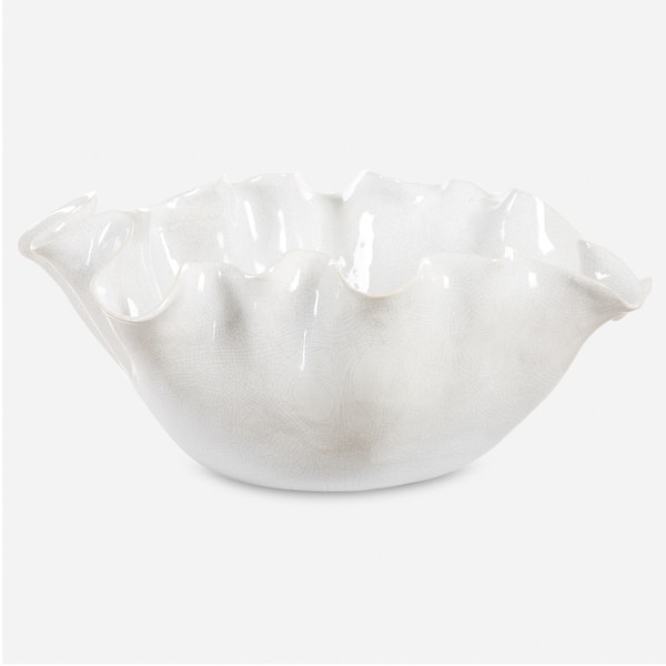 slide 2 of 5, Uttermost Ruffle White Bloom Bowl