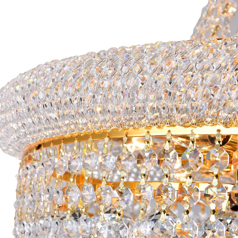 Empire 14 Light 20in Gold Down Chandelier with Crystals