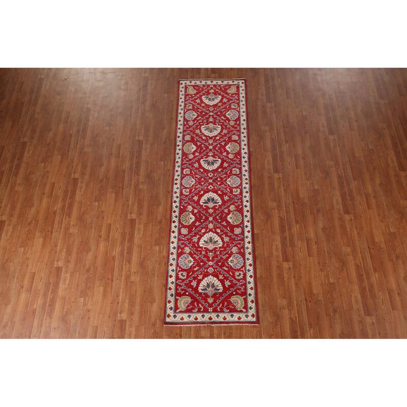 Red Kazak Runner Rug Handmade Traditional Wool Carpet - 2'9" x 9'8"