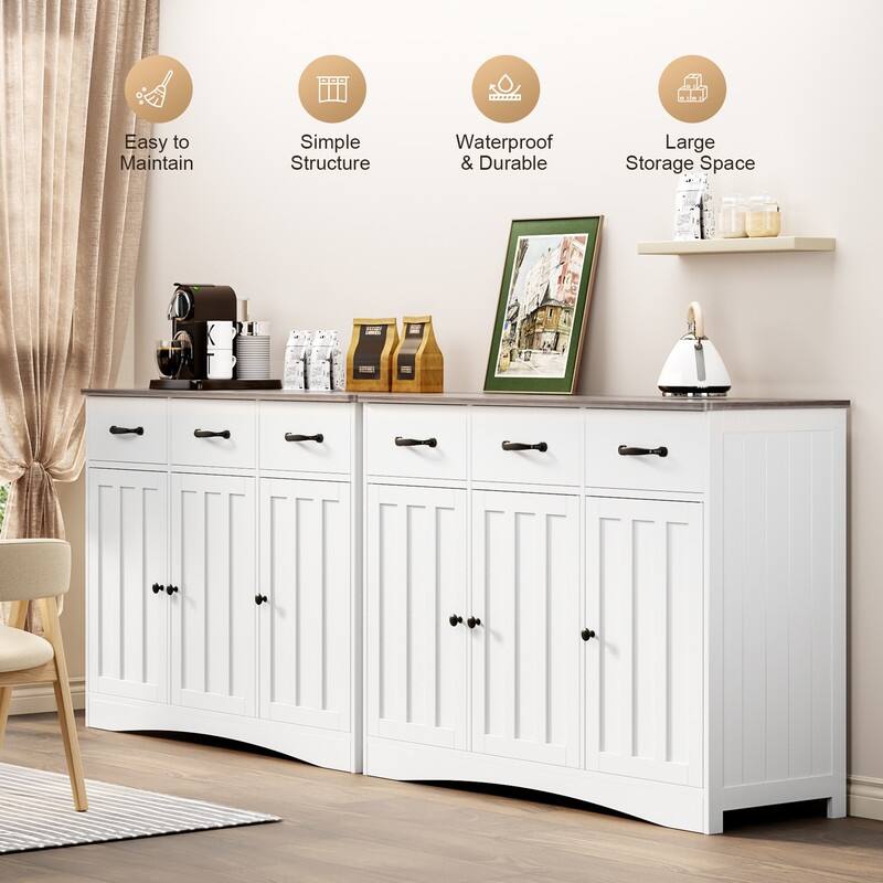 42.5" Farmhouse Buffets Sideboard, Modern Wood Kitchen Storage Cabinet with Adjustable Shelf
