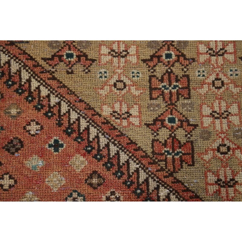 Pink Bakhtiari Vintage Persian Area Rug Hand-Knotted Wool Carpet - 7'2" x 9'11"