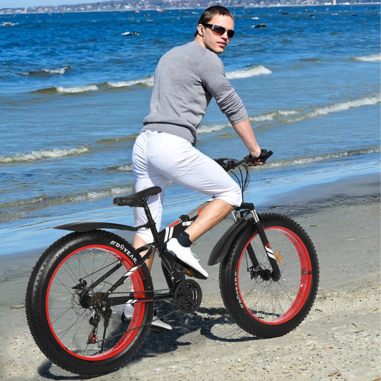 Fat Tire Men Mountain Bike 17 Inch Medium High Tensile Frame