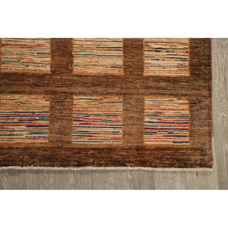 Checkered Gabbeh Kashkoli Oriental Wool Area Rug Handmade Carpet - 5'5" x 9'1"