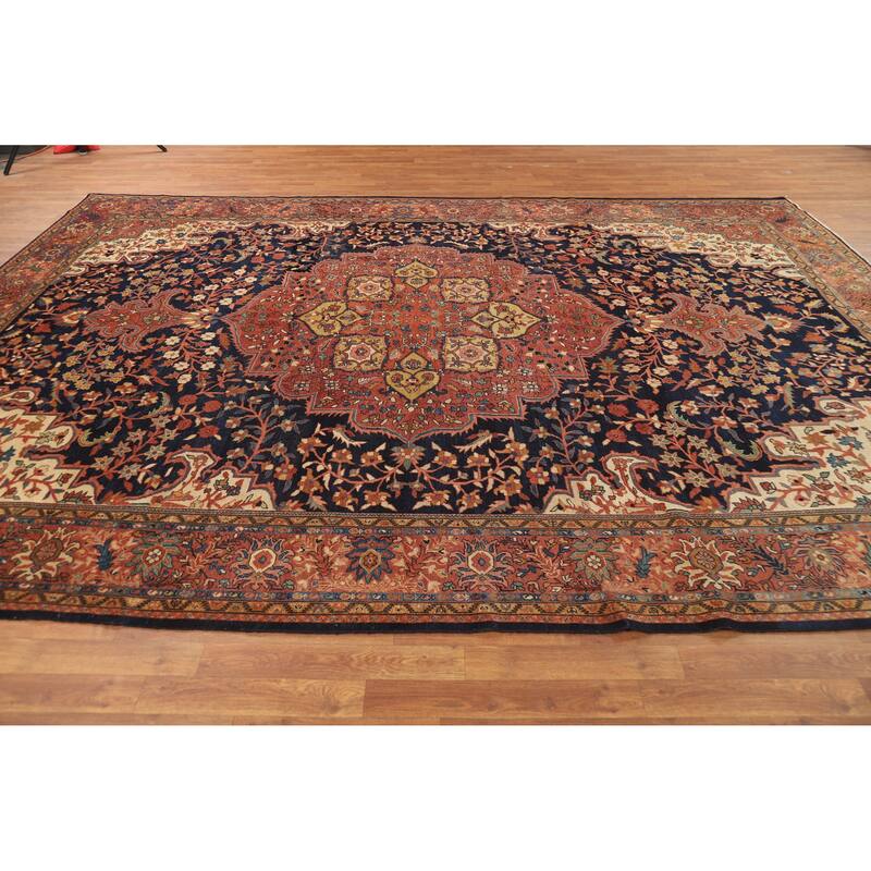 Vegetable Dye Sarouk Farahan Persian Area Rug Hand-Knotted Wool Carpet - 9'1"x 12'6"