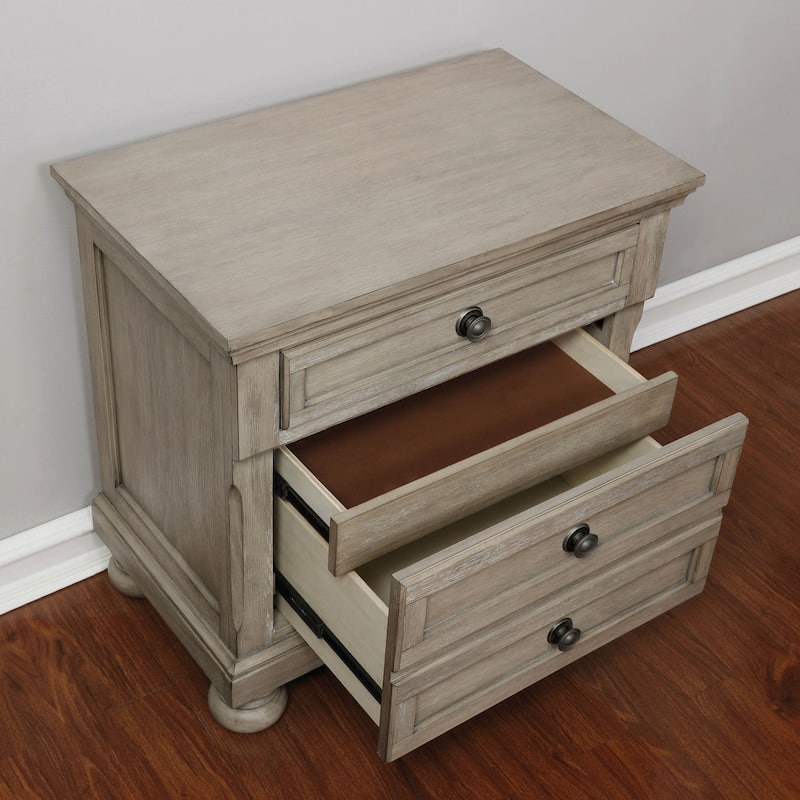 Nahkohe Transitional Grey Wood 3-Piece Storage Sleigh Bed and Nightstands Set with USB by Furniture of America