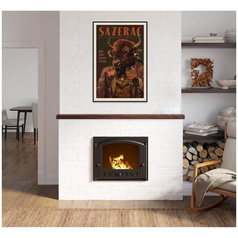 Kate and Laurel WG Sazerac Bison Buffalo by The Whiskey Ginger Framed Canvas Wall Art Print