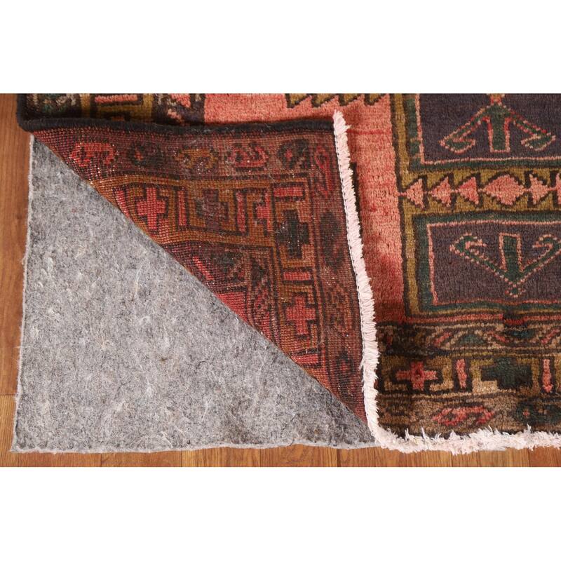 Hamedan Persian Vintage Runner Rug Handmade Wool Carpet - 3'8"x 9'5"