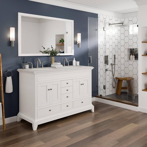 Elite Stamford 48 in. W x 22 in. D x 34 in. H Bath Vanity in Gray with White Carrara Marble Top with White Sink