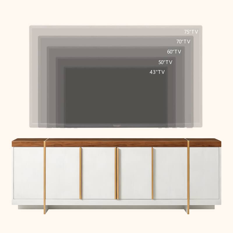 Modern 70" TV Stand, Entertainment Center, Handle-Free Hidden Design