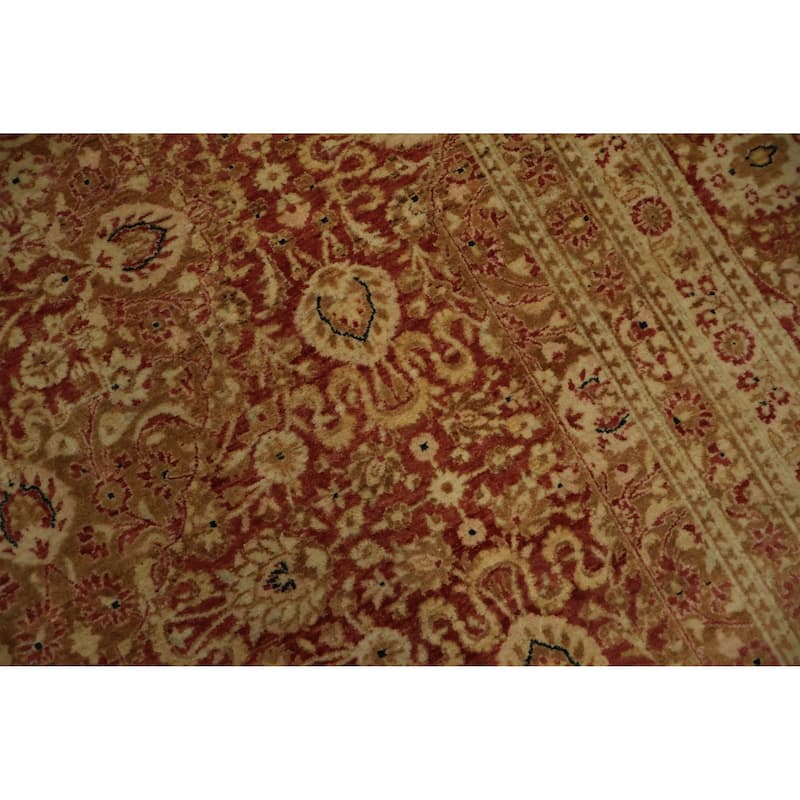 Hand Knotted Oriental 100% Wool Carpet Traditional Floral Oranges & Rust Qum Area Rug - 9' 5'' X 6' 1''