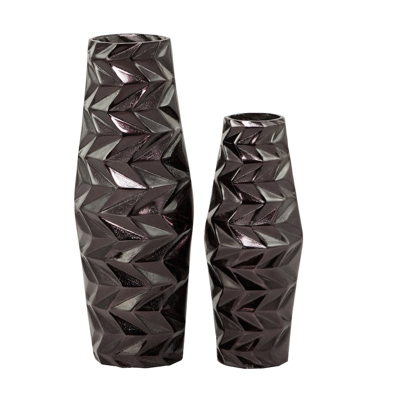 Modern Aluminum Metal Geometric Vase (Set of 2) - Silver, Gold, Black