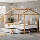 preview thumbnail 19 of 30, Wooden House Bed with Storage Bookshelf