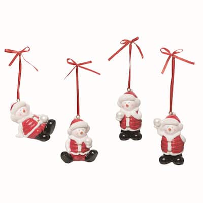 Transpac Resin Playful Santa Ornament Set of 4 Christmas Home Decorations