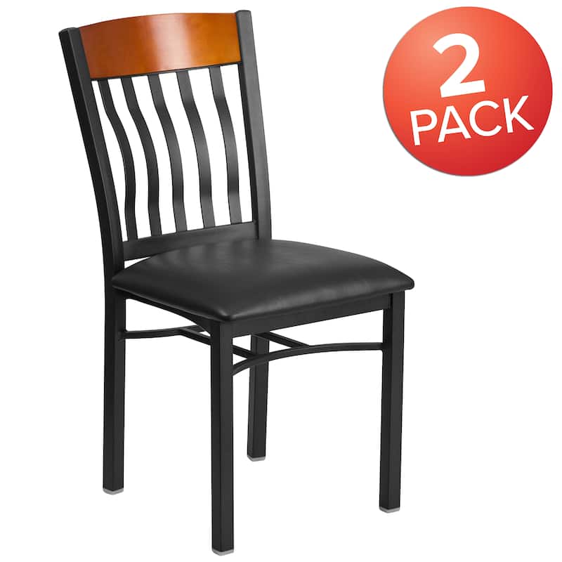 Vertical Back Metal and Wood Restaurant Chair (Set of 2) - 17"W x 24.5"D x 35.75"H