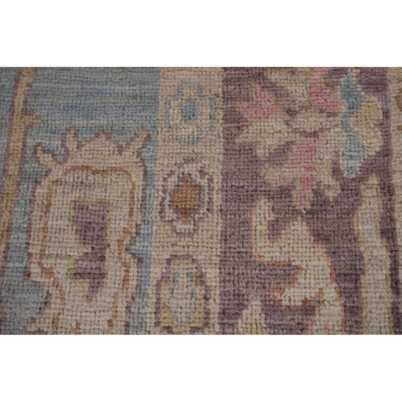 Light Blue Oushak Vegetable Dye Area Rug Hand-Knotted Wool Carpet - 4'1"x 5'9"