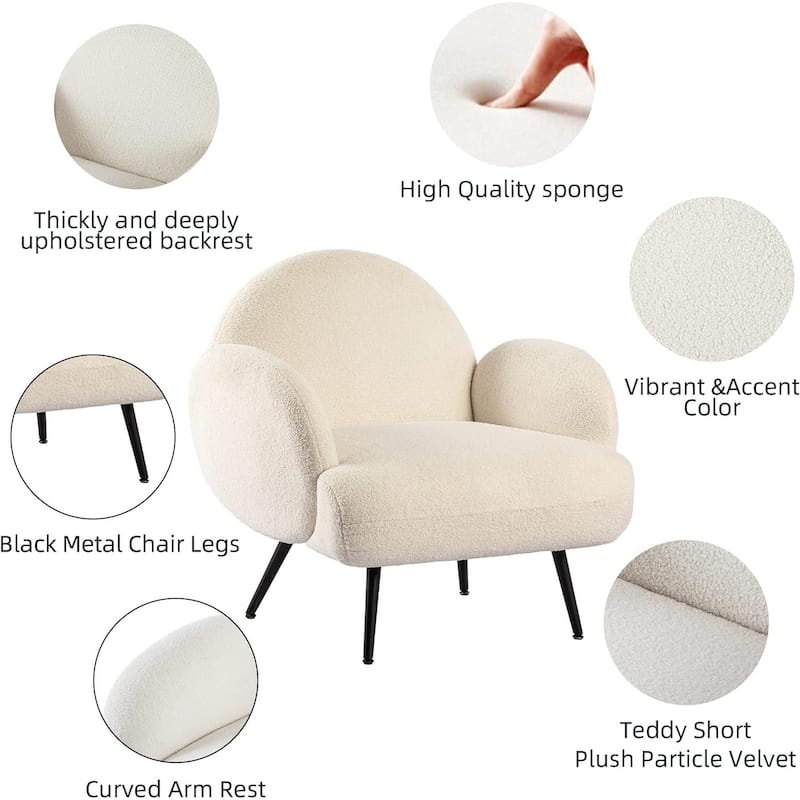 XINMICS Modern Accent Chair Upholstered Armchair for Living Room, Bedroom