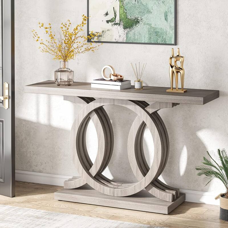 55" Console Sofa Table, Wood Entryway Foyer Table for Living Room - MDF