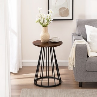 Walker Edison Modern 16-inch Round Side Table - Bed Bath & Beyond ...