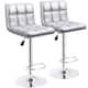 Bar Stools Adjustable Armless Swivel PU Leather Barstools Set of 2 - Silver