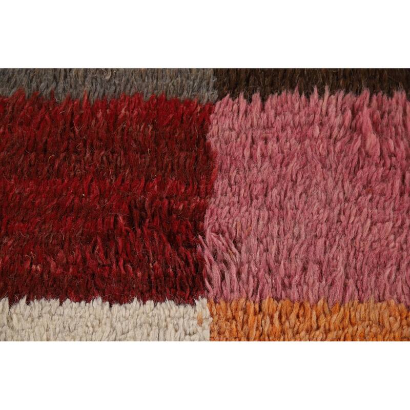 Hand Knotted Oriental 100% Wool Carpet Modern All-Over Multi-Colored Moroccan Area Rug - 9' 4'' X 5' 8''