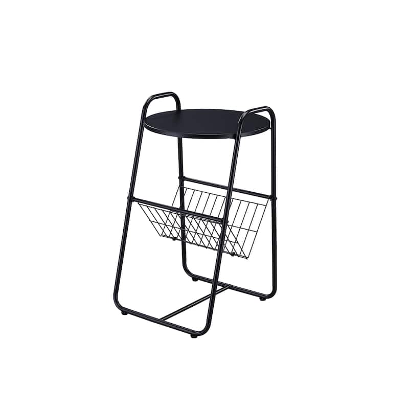 Proman Products Coto Small Magazine Side Round End Table - Black