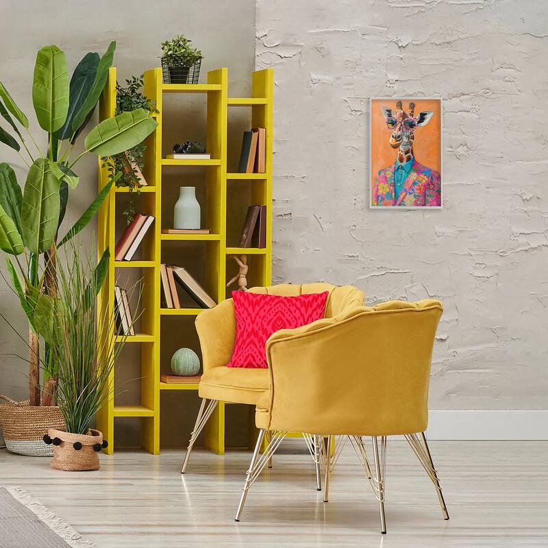 Stupell Bright & Trendy Giraffe in Suit Framed Giclee Art Design By LSR Design Studio