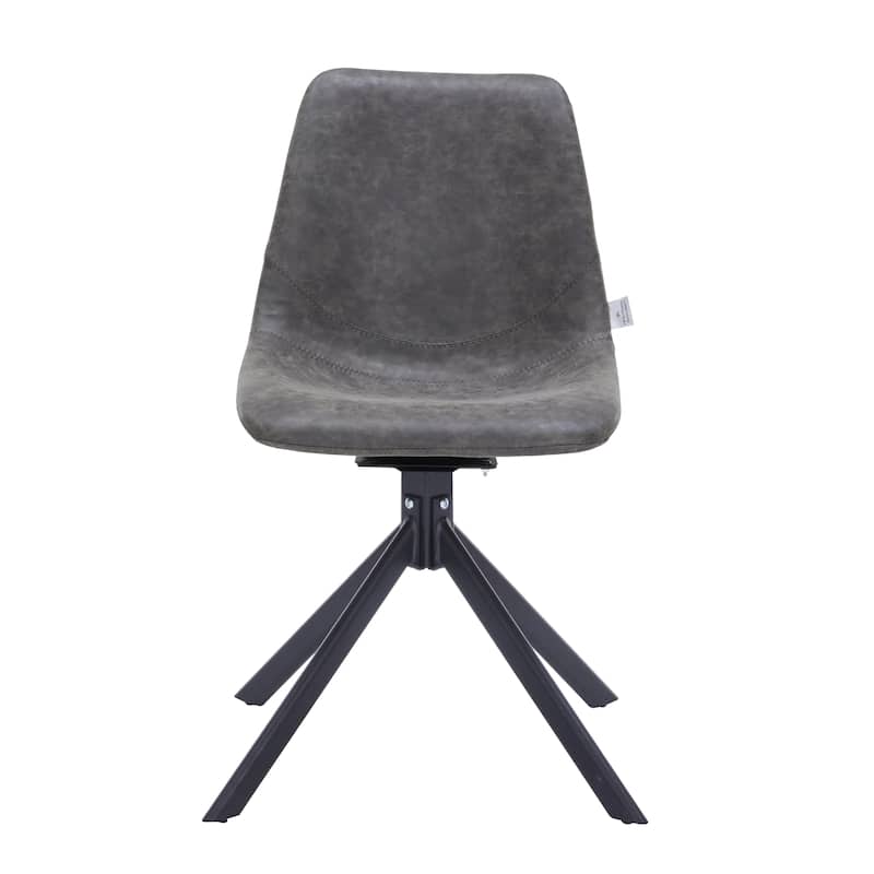 Markley Leather Dining Chair 360 Degree Swivel with Iron legs Modern Accent Side Chair Set of 2