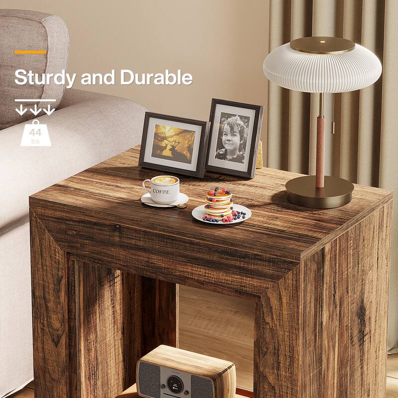 23.62-inch Farmhouse Rectangular End Side Table for Living Room（Set of 2）