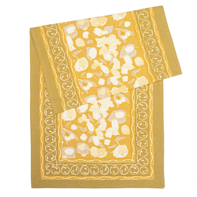 Couleur Nature Forest Harvest Runner - Grey/Mustard - 16 x 90