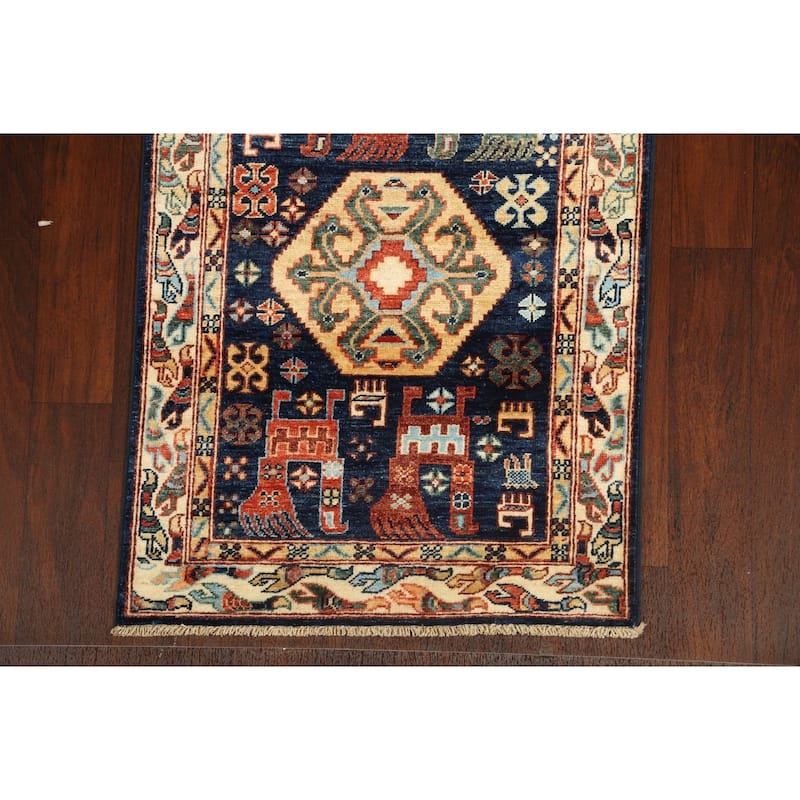 Tribal Geometric Oriental Kazak Runner Rug Wool Hand-knotted Carpet - 2'8" x 11'9"