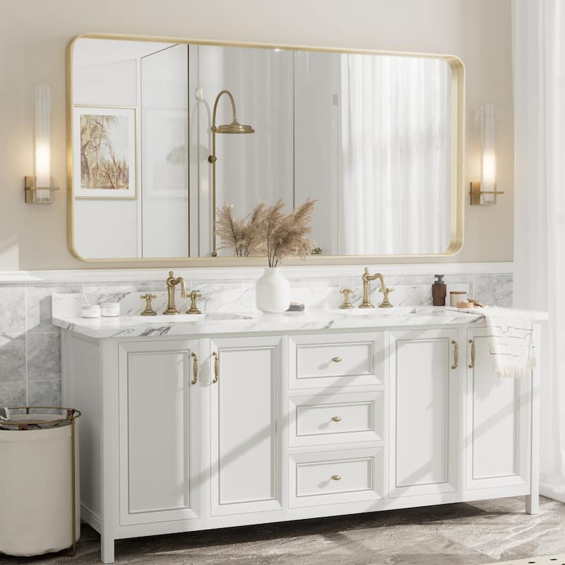 Aluminum Alloy Framed French Cleat Mounted Tempered Glass Wall Vanity Mirror