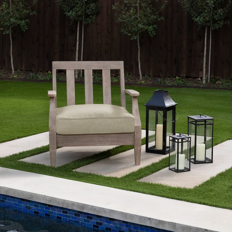 Sorra Home Indoor/Outdoor Solid Deep Seating Corded Cushion - 29 x 27 x 5 Cushion Corded - Linen