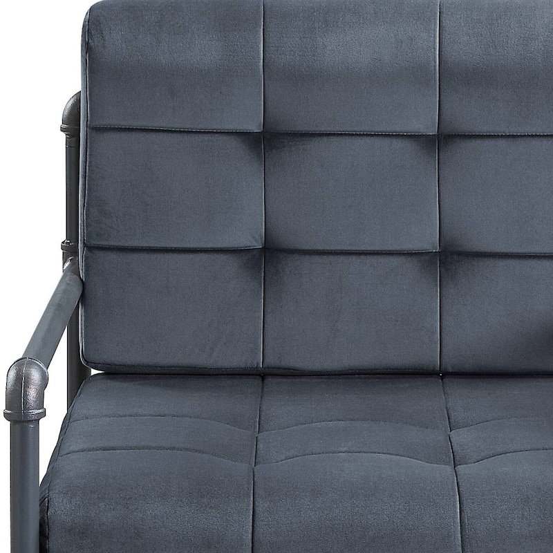 27" Velvet Arm Chair with Steel Blue Legs for Living Room or Office - 27” x 29” x 35”